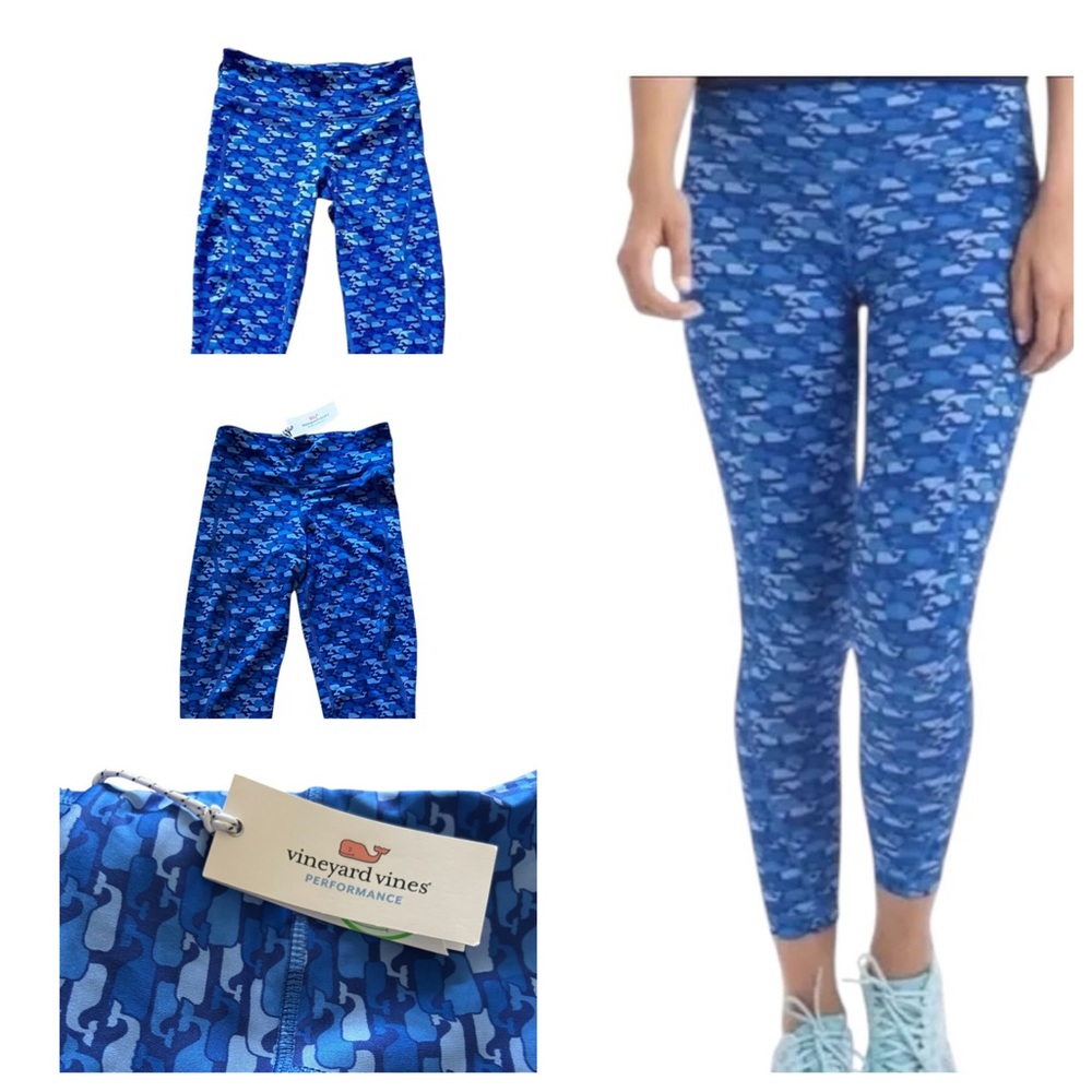 Vineyard Vines Whale Performance Blue Patterned Leggings SZ XS